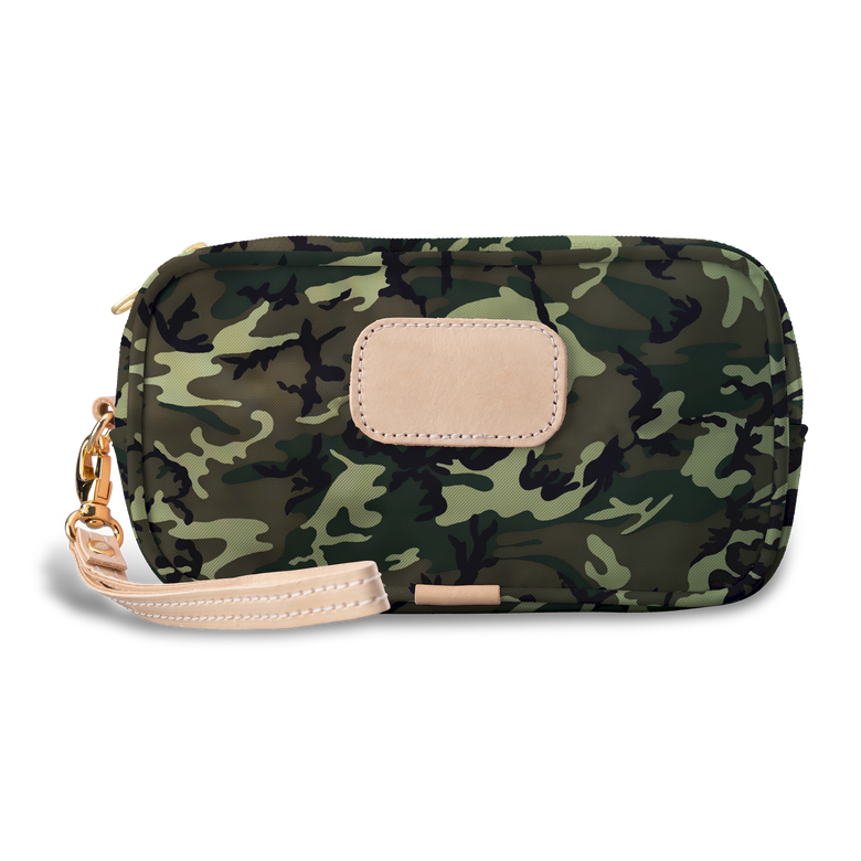 Wristlet - Classic Camo Coated Canvas Front Angle in Color 'Classic Camo Coated Canvas'