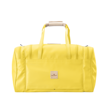 Load image into Gallery viewer, Medium Square Duffel - Lemon Coated Canvas Front Angle in Color &#39;Lemon Coated Canvas&#39;
