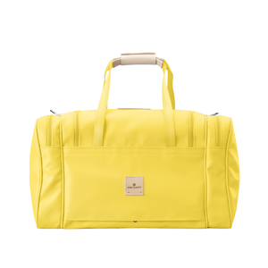 Medium Square Duffel - Lemon Coated Canvas Front Angle in Color 'Lemon Coated Canvas'
