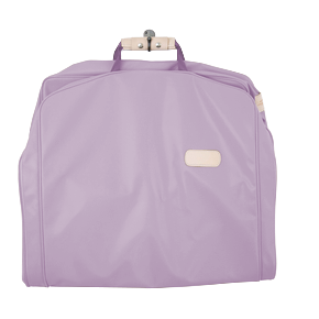 50" Garment Bag - Lilac Coated Canvas Front Angle in Color 'Lilac Coated Canvas'