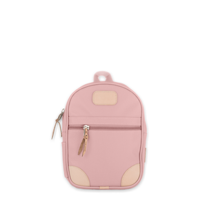 Quality made in America durable coated canvas small backpack for children and toddlers with leather patch to personalize with initials or monogram