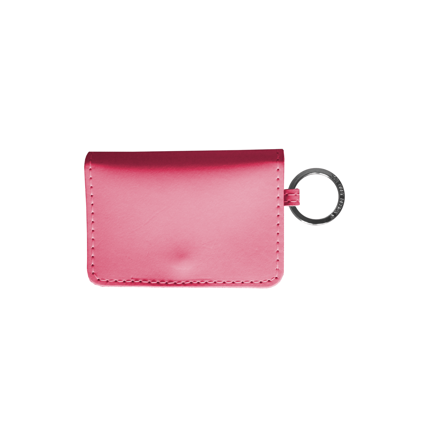 Leather ID Wallet - Hot Pink Leather Front Angle in Color 'Hot Pink Leather'