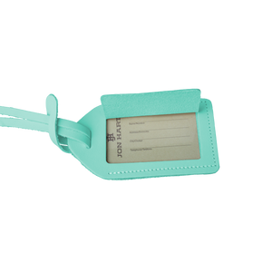 Luggage Tag - Pistachio Leather Front Angle in Color 'Pistachio Leather'