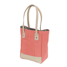 Load image into Gallery viewer, Alamo Heights Tote - Coral Coated Canvas Front Angle in Color &#39;Coral Coated Canvas&#39;
