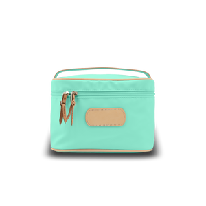 Makeup Case - Mint Coated Canvas Front Angle in Color 'Mint Coated Canvas'