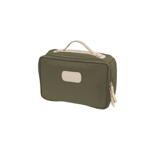 Large Travel Kit - Moss Coated Canvas Front Angle in Color 'Moss Coated Canvas'