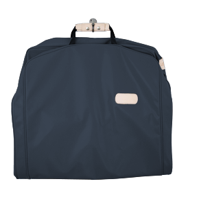 50" Garment Bag - Navy Coated Canvas Front Angle in Color 'Navy Coated Canvas'