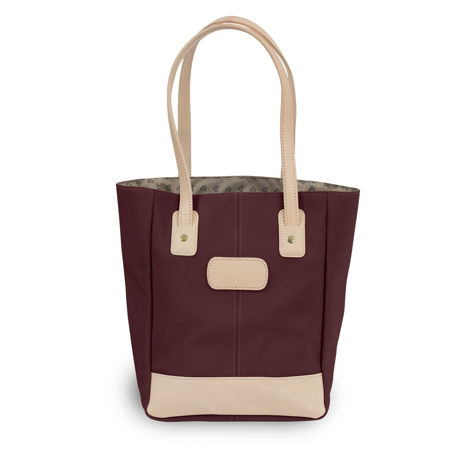 Alamo Heights Tote - Burgundy Coated Canvas Front Angle in Color 'Burgundy Coated Canvas'