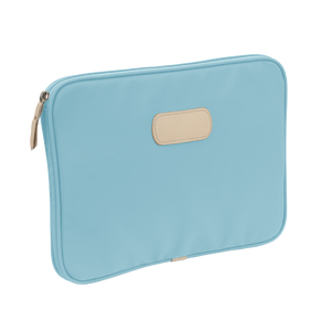 15" Computer Case - Ocean Blue Coated Canvas Front Angle in Color 'Ocean Blue Coated Canvas'