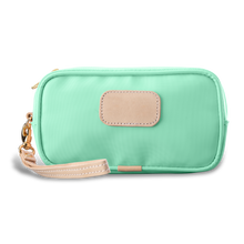Load image into Gallery viewer, Wristlet - Mint Coated Canvas Front Angle in Color &#39;Mint Coated Canvas&#39;
