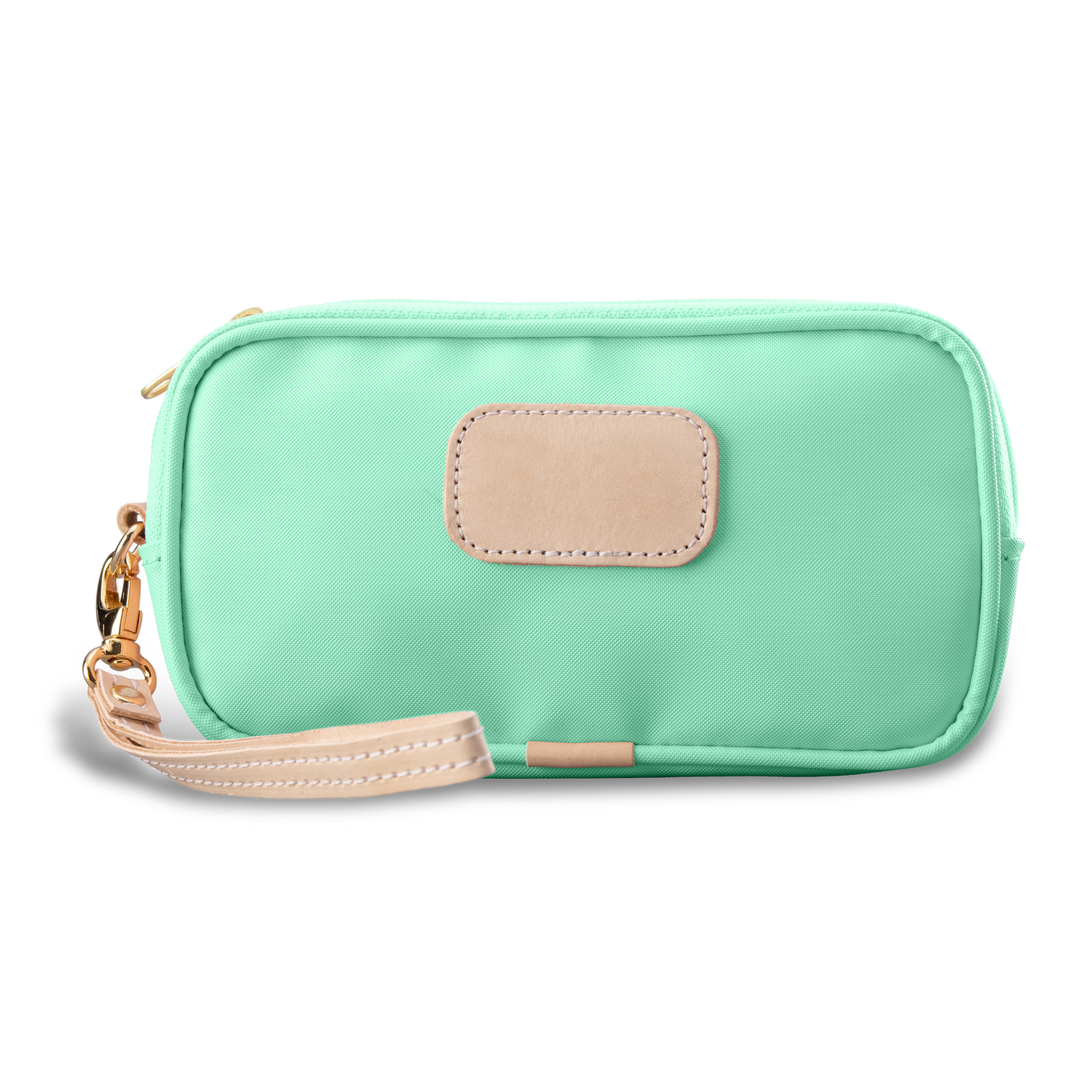 Wristlet - Mint Coated Canvas Front Angle in Color 'Mint Coated Canvas'