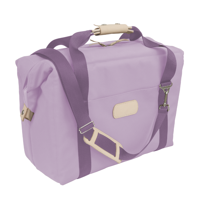 Large Cooler - Lilac Coated Canvas Front Angle in Color 'Lilac Coated Canvas'