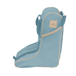 Boot Bag - Ocean Blue Coated Canvas Front Angle in Color 'Ocean Blue Coated Canvas'