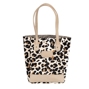 Alamo Heights Tote - Leopard Coated Canvas Front Angle in Color 'Leopard Coated Canvas'