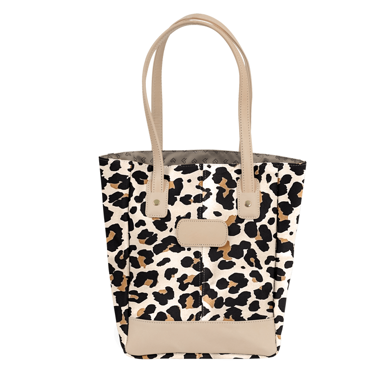 Alamo Heights Tote - Leopard Coated Canvas Front Angle in Color 'Leopard Coated Canvas'