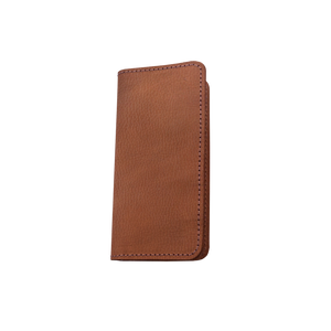 Wood Wallet - Blonde Leather Front Angle in Color 'Blonde Leather'
