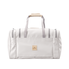 Load image into Gallery viewer, Medium Square Duffel - White Coated Canvas Front Angle in Color &#39;White Coated Canvas&#39;
