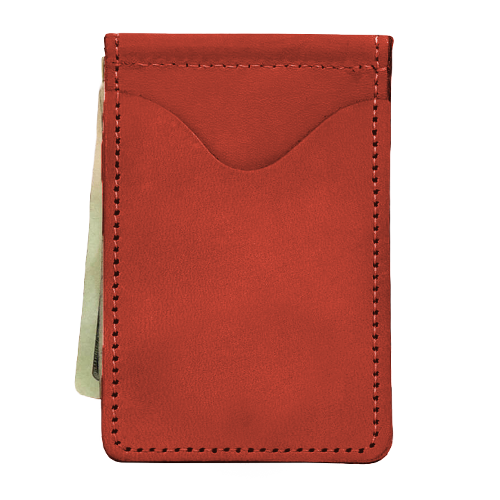 McClip - Cherry Leather Front Angle in Color 'Cherry Leather'