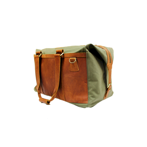 JH Duffle - Olive Canvas Front Angle in Color 'Olive Canvas'
