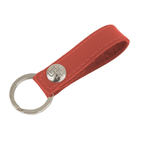 Key Ring - Salmon Leather Front Angle in Color 'Salmon Leather'
