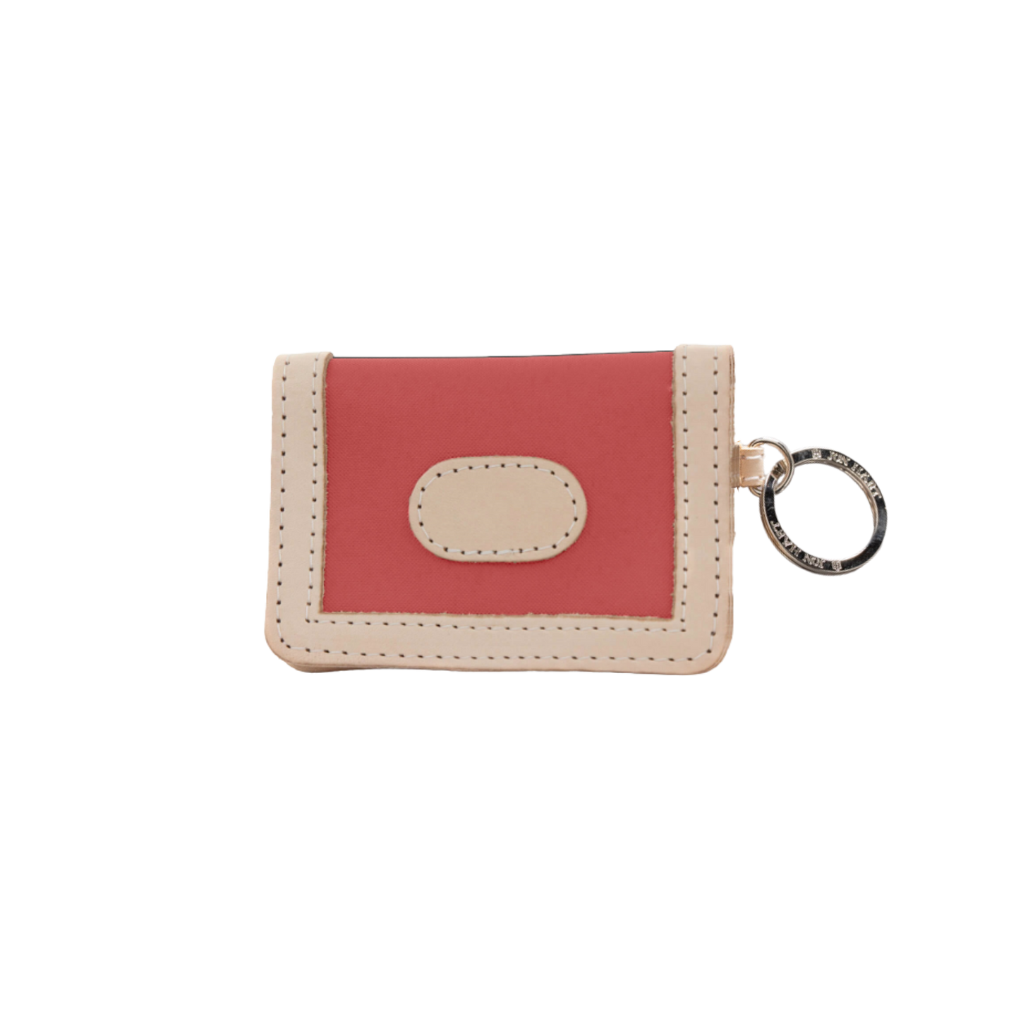 ID Wallet - Coral Coated Canvas Front Angle in Color 'Coral Coated Canvas'