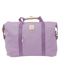 Load image into Gallery viewer, Weekender - Lilac Coated Canvas Front Angle in Color &#39;Lilac Coated Canvas&#39;
