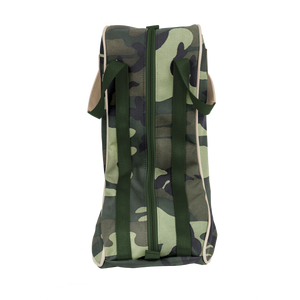 Boot Bag - Classic Camo Coated Canvas Front Angle in Color 'Classic Camo Coated Canvas'