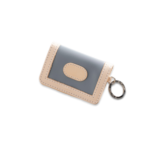 Quality made in America durable coated canvas ID wallet key chain with leather patch to personalize with initials or monogram