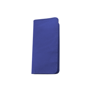 Wood Wallet - Royal Blue Leather Front Angle in Color 'Royal Blue Leather'