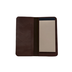 Wood Wallet - Amber Leather Front Angle in Color 'Amber Leather'