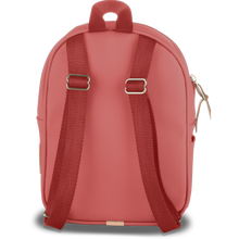 Load image into Gallery viewer, Mini Backpack - Coral Coated Canvas Front Angle in Color &#39;Coral Coated Canvas&#39;
