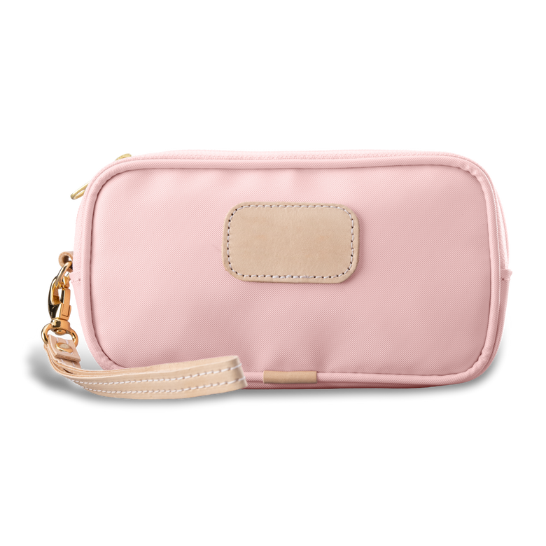 Wristlet - Rose Coated Canvas Front Angle in Color 'Rose Coated Canvas'