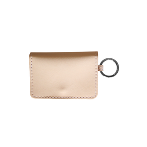Leather ID Wallet - Natural Leather Front Angle in Color 'Natural Leather'