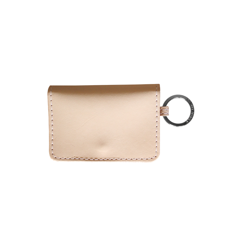 Leather ID Wallet - Natural Leather Front Angle in Color 'Natural Leather'