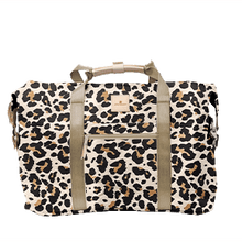 Load image into Gallery viewer, Weekender - Leopard Coated Canvas Front Angle in Color &#39;Leopard Coated Canvas&#39;
