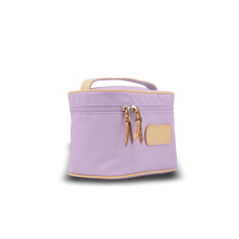 Load image into Gallery viewer, Makeup Case - Lilac Coated Canvas Front Angle in Color &#39;Lilac Coated Canvas&#39;
