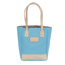 Load image into Gallery viewer, Alamo Heights Tote - Ocean Blue Coated Canvas Front Angle in Color &#39;Ocean Blue Coated Canvas&#39;
