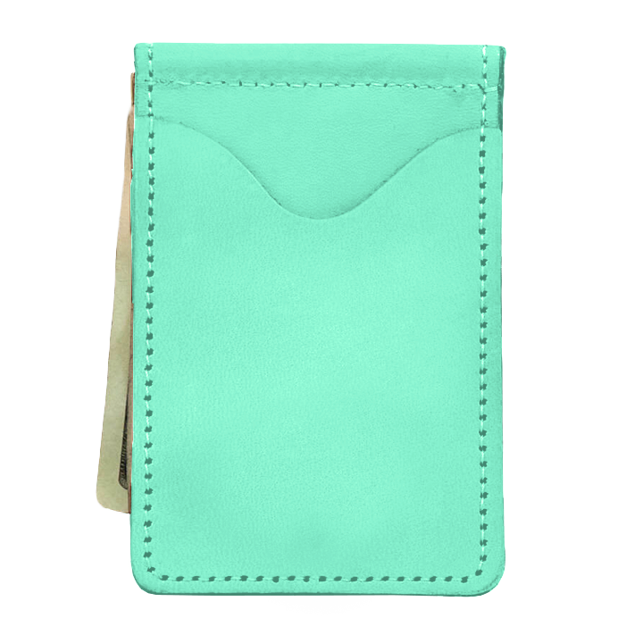 McClip - Pistachio Leather Front Angle in Color 'Pistachio Leather'