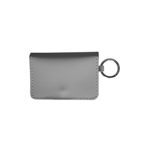 Leather ID Wallet - Steel Leather Front Angle in Color 'Steel Leather'