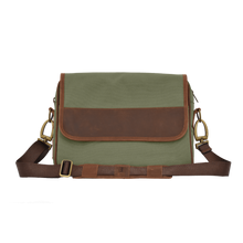 Load image into Gallery viewer, JH Messenger Bag - Olive Canvas Front Angle in Color &#39;Olive Canvas&#39;
