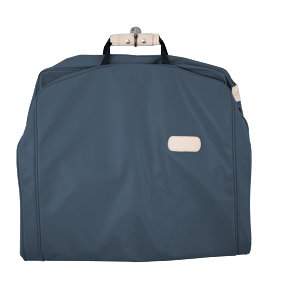 50" Garment Bag - French Blue Coated Canvas Front Angle in Color 'French Blue Coated Canvas'