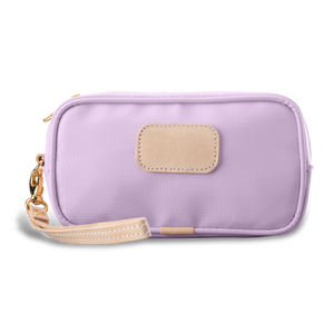 Wristlet - Lilac Coated Canvas Front Angle in Color 'Lilac Coated Canvas'
