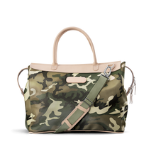 Load image into Gallery viewer, Burleson Bag - Classic Camo Coated Canvas Front Angle in Color &#39;Classic Camo Coated Canvas&#39;
