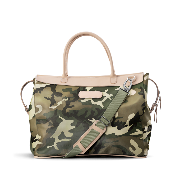 Burleson Bag - Classic Camo Coated Canvas Front Angle in Color 'Classic Camo Coated Canvas'