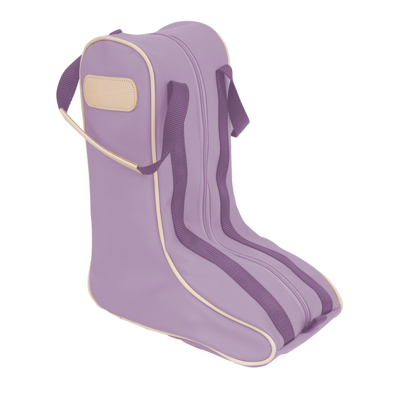 Boot Bag - Lilac Coated Canvas Front Angle in Color 'Lilac Coated Canvas'