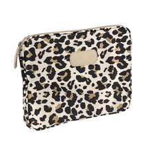 Load image into Gallery viewer, 15&quot; Computer Case - Leopard Coated Canvas Front Angle in Color &#39;Leopard Coated Canvas&#39;
