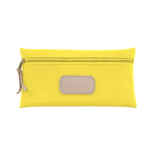 Load image into Gallery viewer, Large Pouch - Lemon Coated Canvas Front Angle in Color &#39;Lemon Coated Canvas&#39;
