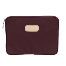 Load image into Gallery viewer, 13&quot; Computer Case - Burgundy Coated Canvas Front Angle in Color &#39;Burgundy Coated Canvas&#39;
