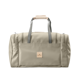 Medium Square Duffel - Tan Coated Canvas Front Angle in Color 'Tan Coated Canvas'