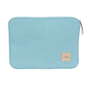 13" Computer Case - Ocean Blue Coated Canvas Front Angle in Color 'Ocean Blue Coated Canvas'
